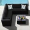 6Pcs Rattan Patio Sectional Sofa Conversation Set Outdoor W/ Black Cushions